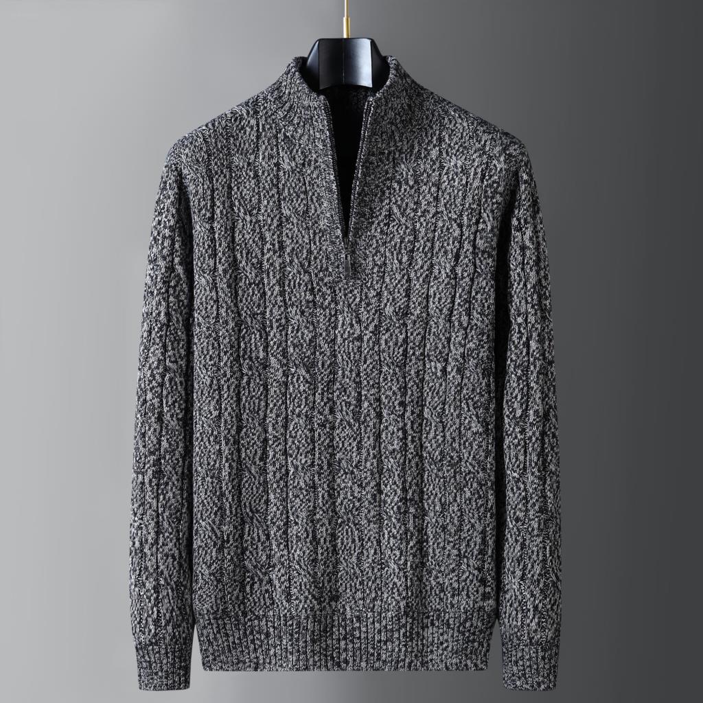 Winter Clothing Men Style - Half Zipper Turtleneck Sweater Knitted Jumper