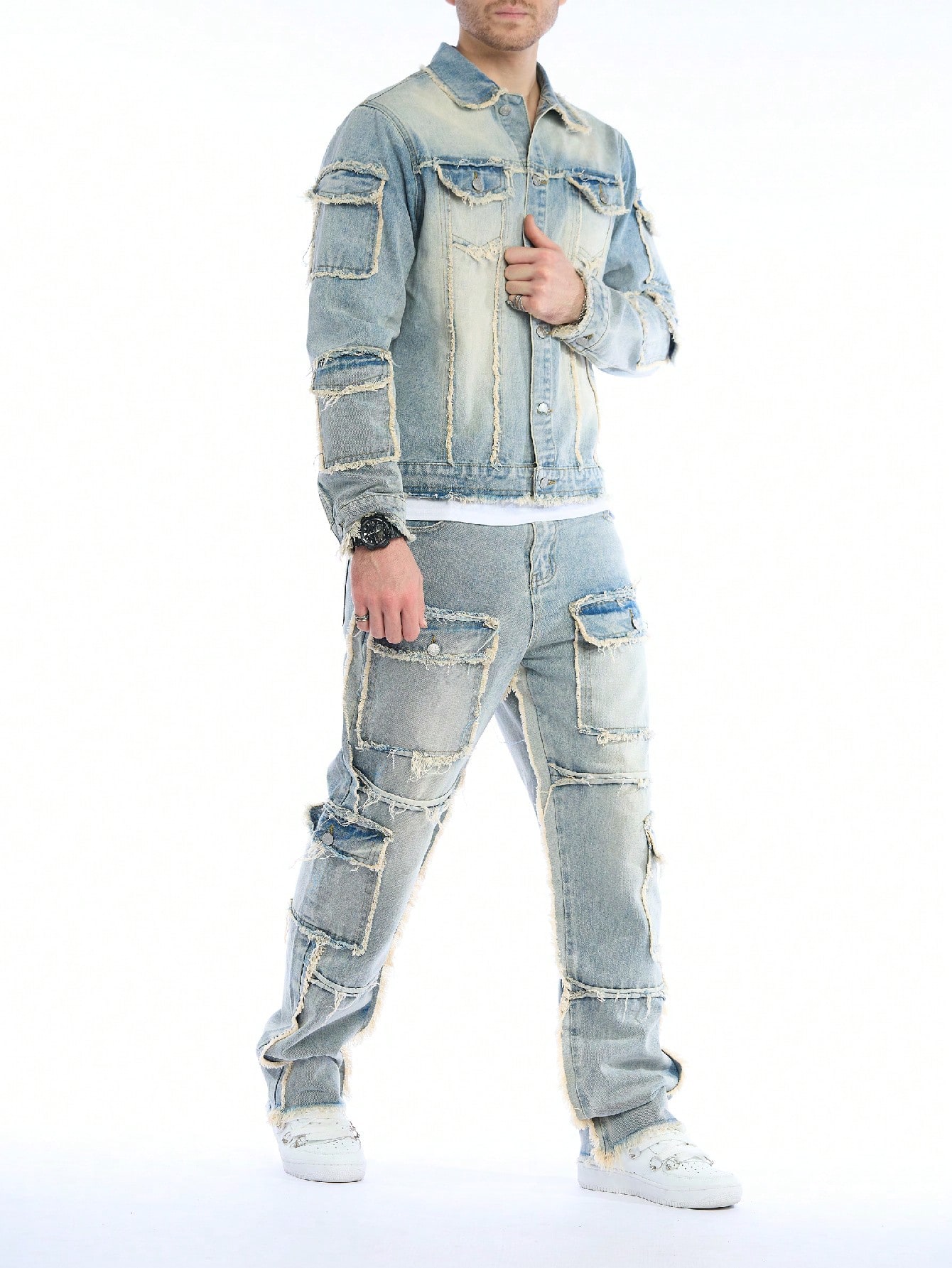 Quality Winter Clothing - High-Quality Men's Washed Denim Two-Piece Set