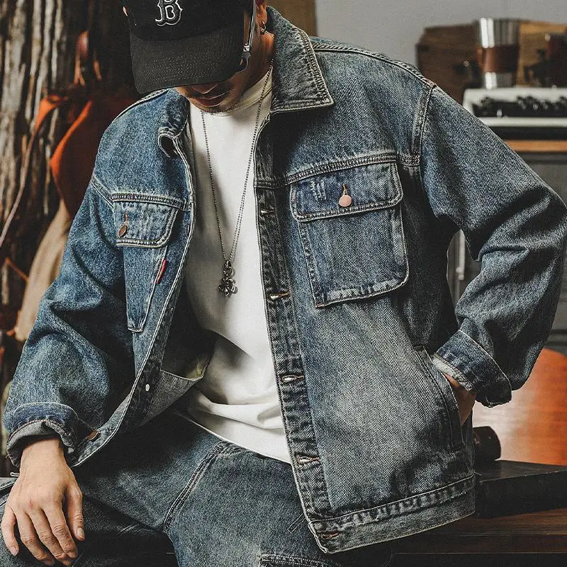 Trendy Loose Denim Jackets Man - Quality Winter Clothing avaliação e preço
