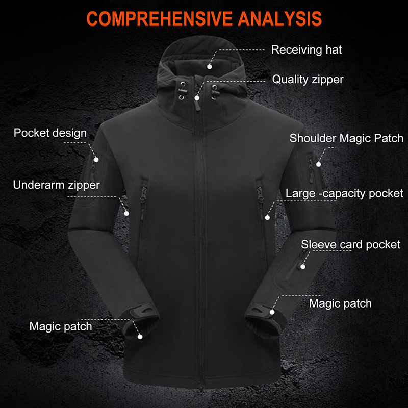 Outdoor Men Loose Tactical Hoo - Windproof Jacket Softshell avaliação e preço