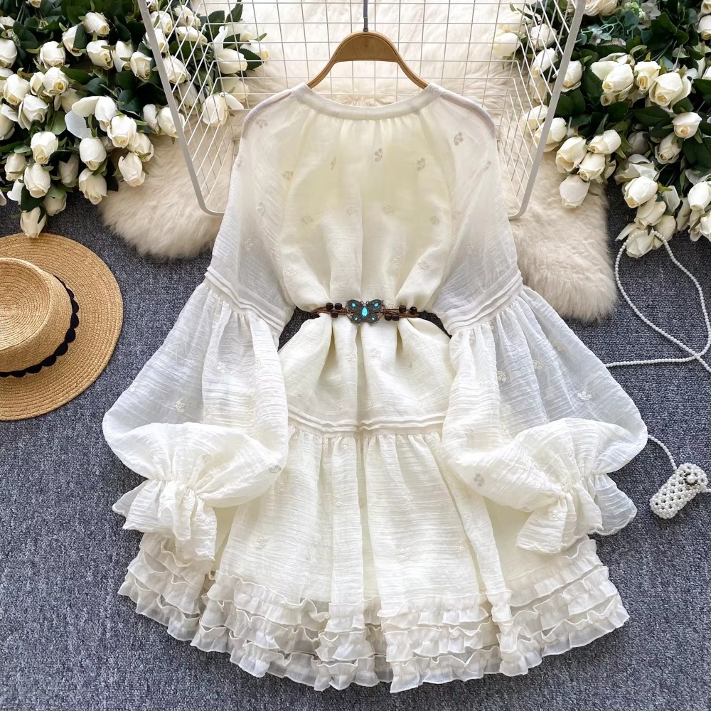 Sweet Embroidered O-neck Lace- - Winter Clothing Dress Up avaliação e preço