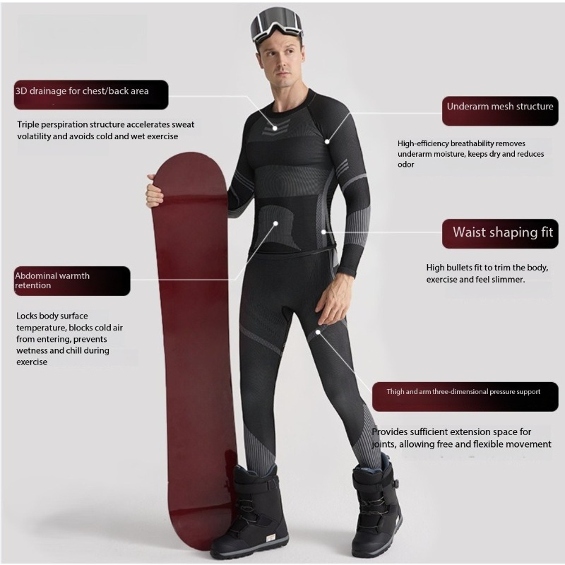 Ski Base Layer Set Men Women T - Thermal Base Layer avaliação e preço