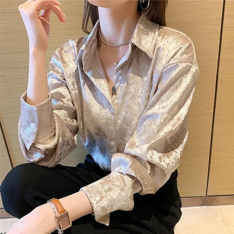 Women's Shiny Button Shirt Spr - Quality Winter Clothing avaliação e preço
