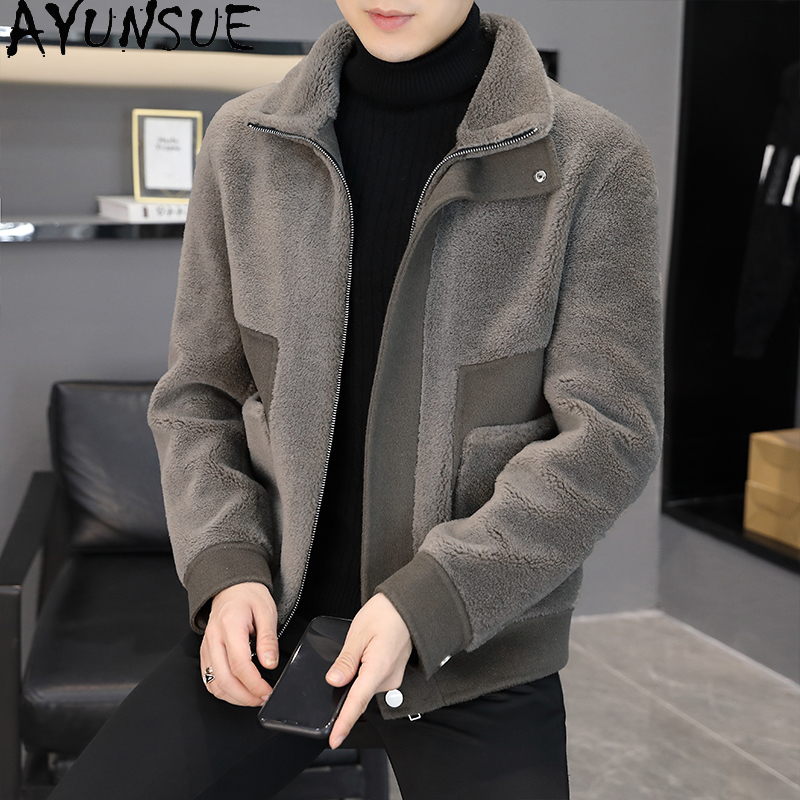 AYUNSUE Winter 100% Wool Coats - Winter Clothing Men Style avaliação e preço