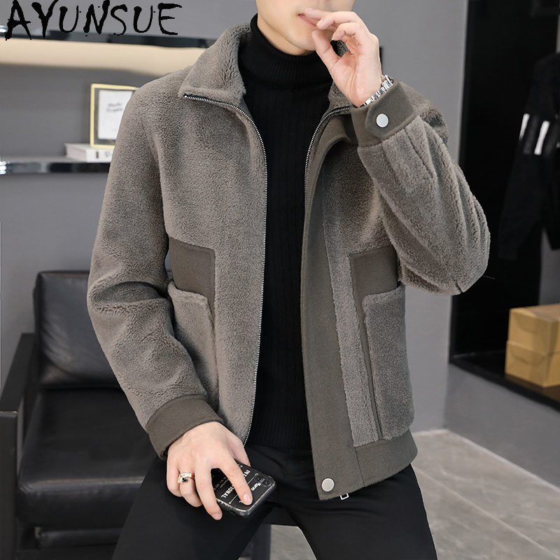 AYUNSUE Winter 100% Wool Coats - Winter Clothing Men Style avaliação e preço