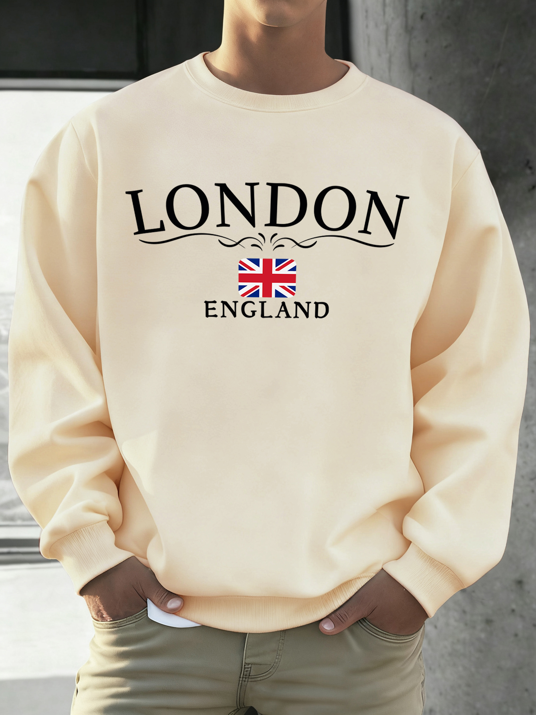 London England Flag Print Swea - Winter Clothing London avaliação e preço