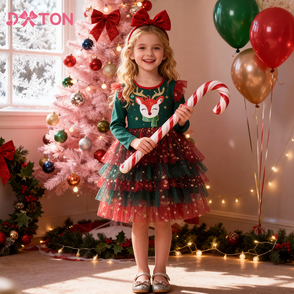DXTON New Year Girls Dress Lay - Winter Clothing Dress Up avaliação e preço