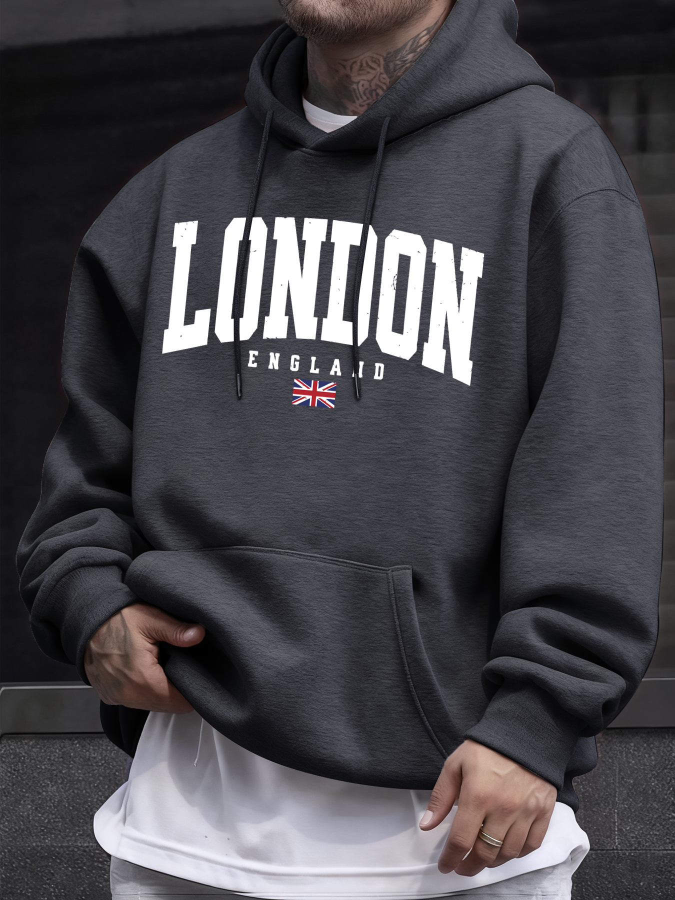 London England Flag Print Swea - Winter Clothing London avaliação e preço